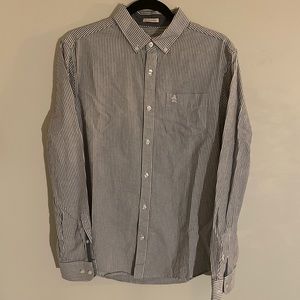 Mens Original Penguin Striped Button Down Shirt- Medium